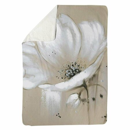 BEGIN HOME DECOR 60 x 80 in. White Abstract Wild Flower-Sherpa Fleece Blanket 5545-6080-FL25